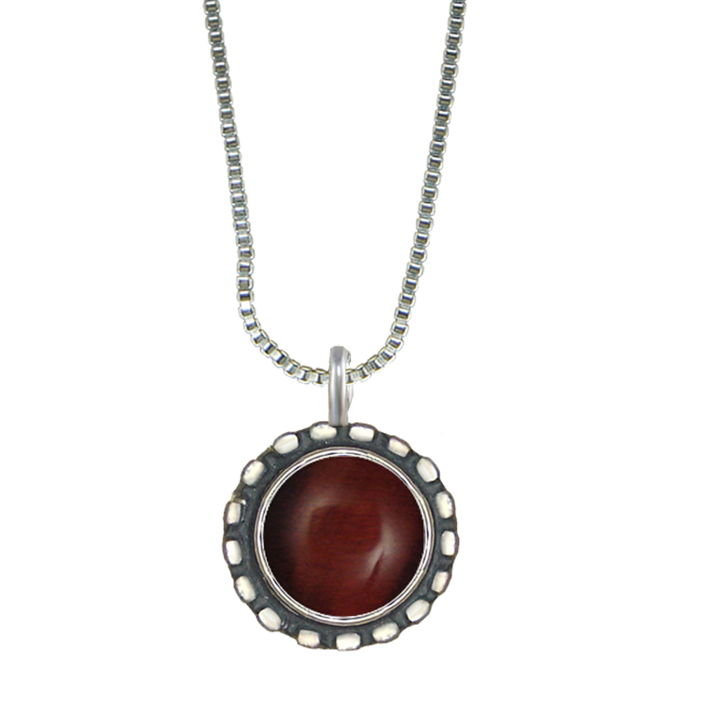 Sterling Silver Little Red Tiger Eye Pendant Necklace Sterling Silver Little Red Tiger Eye Pendant Necklace